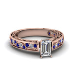 Load image into Gallery viewer, emerald-cut-antique-filigree-diamond-ring-with-blue-sapphire-in-14K-rose-gold-FDENS3543EMRGSABL-NL-RG