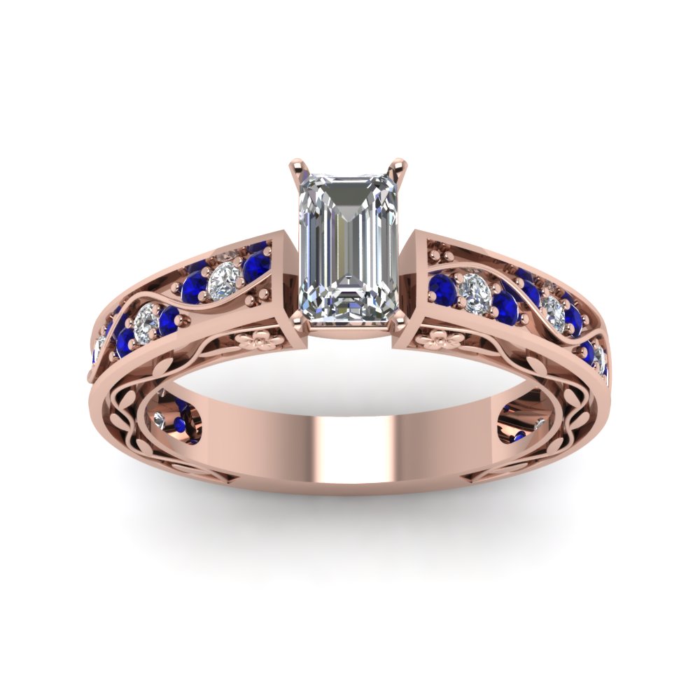 emerald-cut-antique-filigree-diamond-ring-with-blue-sapphire-in-14K-rose-gold-FDENS3543EMRGSABLANGLE5-NL-RG_068fc7e7-9c61-4ba2-8988-eb7d0b07c849