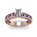 Thumbnail 5 - emerald-cut-antique-filigree-diamond-ring-with-blue-sapphire-in-14K-rose-gold-FDENS3543EMRGSABLANGLE5-NL-RG_068fc7e7-9c61-4ba2-8988-eb7d0b07c849