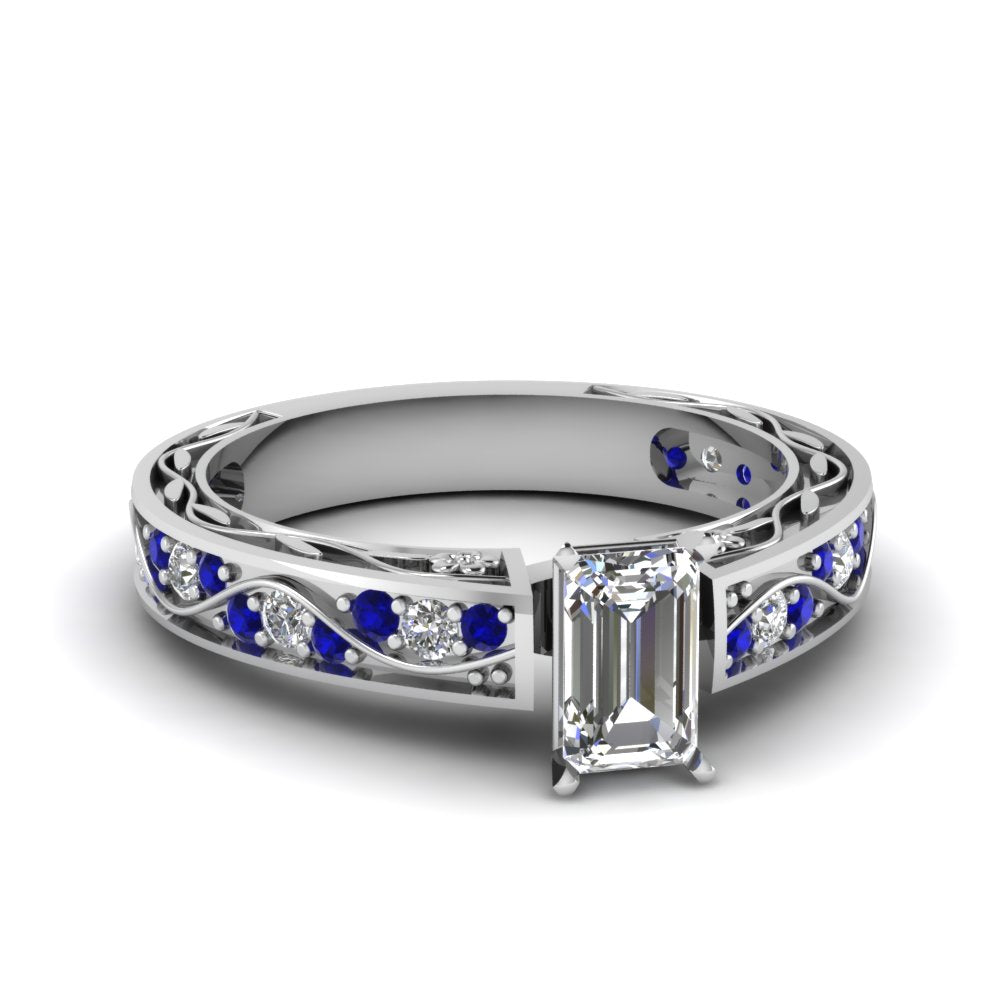 emerald-cut-antique-filigree-diamond-ring-with-blue-sapphire-in-14K-white-gold-FDENS3543EMRGSABL-NL-WG