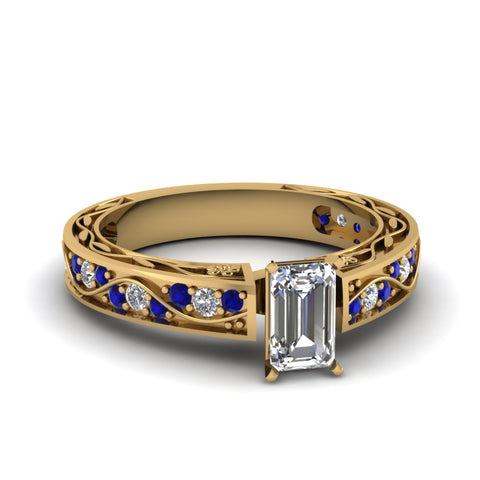 emerald-cut-antique-filigree-diamond-ring-with-blue-sapphire-in-14K-yellow-gold-FDENS3543EMRGSABL-NL-YG