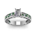 Load image into Gallery viewer, emerald-cut-antique-filigree-diamond-ring-with-emerald-in-14K-white-gold-FDENS3543EMRGEMGRANGLE5-NL-WG_3d8c20ba-e467-482d-9c04-65917d35b5cf
