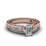 Load image into Gallery viewer, emerald-cut-antique-filigree-diamond-ring-with-ice-blue-topaz-in-14K-rose-gold-FDENS3543EMRGICBLTO-NL-RG_22335604-25aa-494f-b9d5-84bce3d68182
