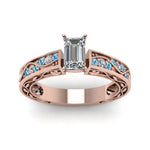 Load image into Gallery viewer, emerald-cut-antique-filigree-diamond-ring-with-ice-blue-topaz-in-14K-rose-gold-FDENS3543EMRGICBLTOANGLE5-NL-RG_9034983c-8b80-418b-8a29-3c8ad8c3a686
