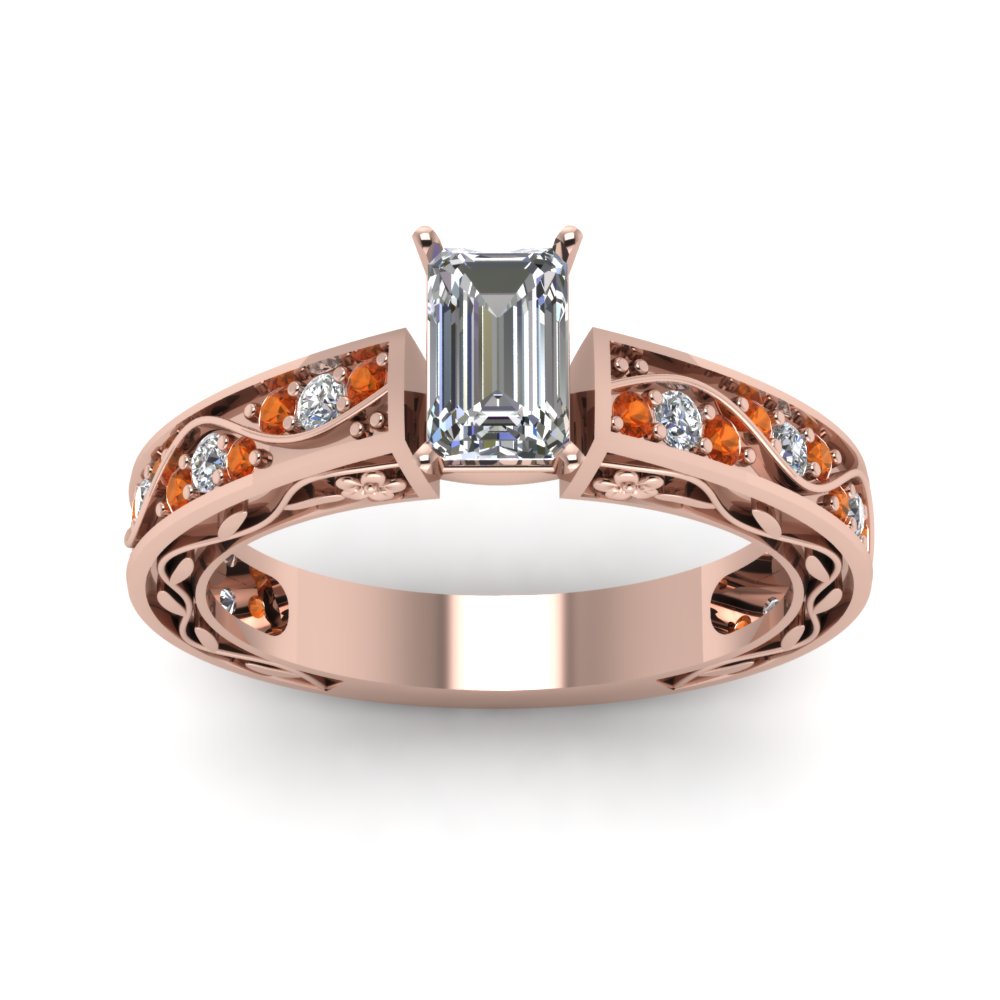 emerald-cut-antique-filigree-diamond-ring-with-orange-sapphire-in-14K-rose-gold-FDENS3543EMRGSAORANGLE5-NL-RG_3260a3f0-c194-4e18-badc-b450e0e33f71