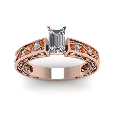 emerald-cut-antique-filigree-diamond-ring-with-orange-sapphire-in-14K-rose-gold-FDENS3543EMRGSAORANGLE5-NL-RG