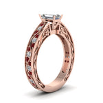 Load image into Gallery viewer, emerald-cut-antique-filigree-diamond-ring-with-ruby-in-14K-rose-gold-FDENS3543EMRGRUDRANGLE2-NL-RG_1fb9bb44-09af-4f47-b118-b825f8aeebc7
