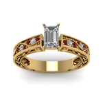 Load image into Gallery viewer, emerald-cut-antique-filigree-diamond-ring-with-ruby-in-14K-yellow-gold-FDENS3543EMRGRUDRANGLE5-NL-YG_7e6aab32-57e4-4c81-b5cf-bb46691cc6d3
