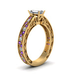 Load image into Gallery viewer, emerald-cut-antique-filigree-diamond-ring-with-violac-topaz-in-14K-yellow-gold-FDENS3543EMRGVITOANGLE2-NL-YG_3416ccc1-7e13-483c-8c3c-d629af4227d1
