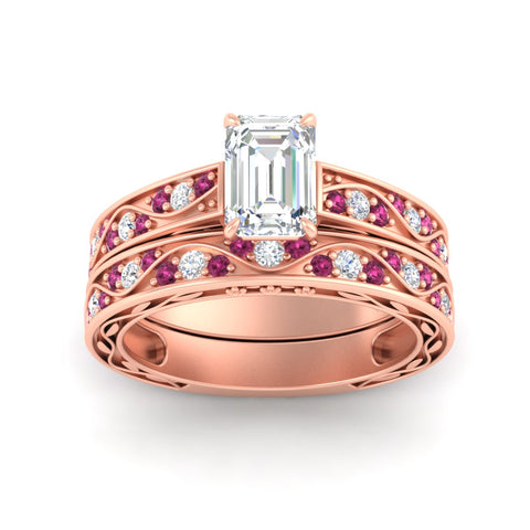 emerald-cut-antique-filigree-pink-sapphire-bridal-ring-set-in-rose-gold-fdens3543emgsadrpiangle5-nl-rg.jpg