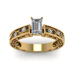 Load image into Gallery viewer, emerald-cut-antique-filigree-ring-with-black-diamond-in-14K-yellow-gold-FDENS3543EMRGBLACKANGLE5-NL-YG