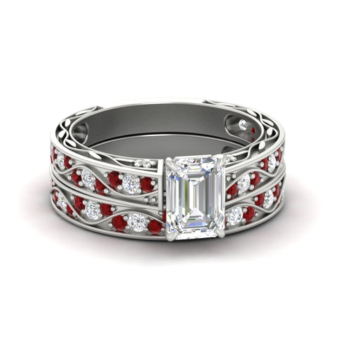 emerald-cut-antique-filigree-ruby-bridal-ring-set-in-white-gold-fdens3543emgrudrsleep-nl-wg.jpg