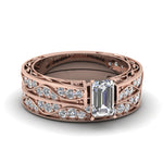 Load image into Gallery viewer, emerald-cut-antique-filigree-wedding-ring-set-in-rose-gold-FDENS3543EM-NL-RG