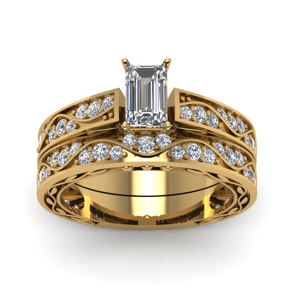 emerald-cut-antique-filigree-wedding-ring-set-in-yellow-gold-FDENS3543EMANGLE5-NL-YG