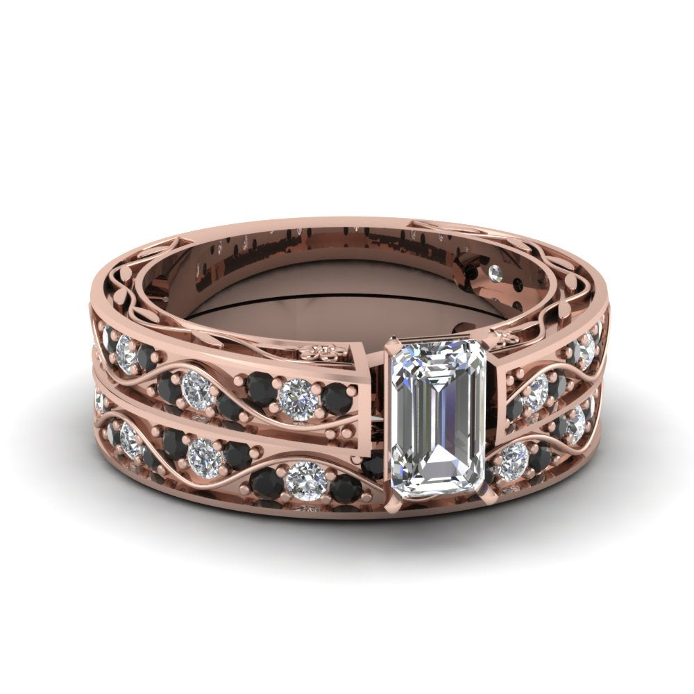 emerald-cut-antique-filigree-wedding-ring-set-with-black-diamond-in-rose-gold-FDENS3543EMGBLACK-NL-RG