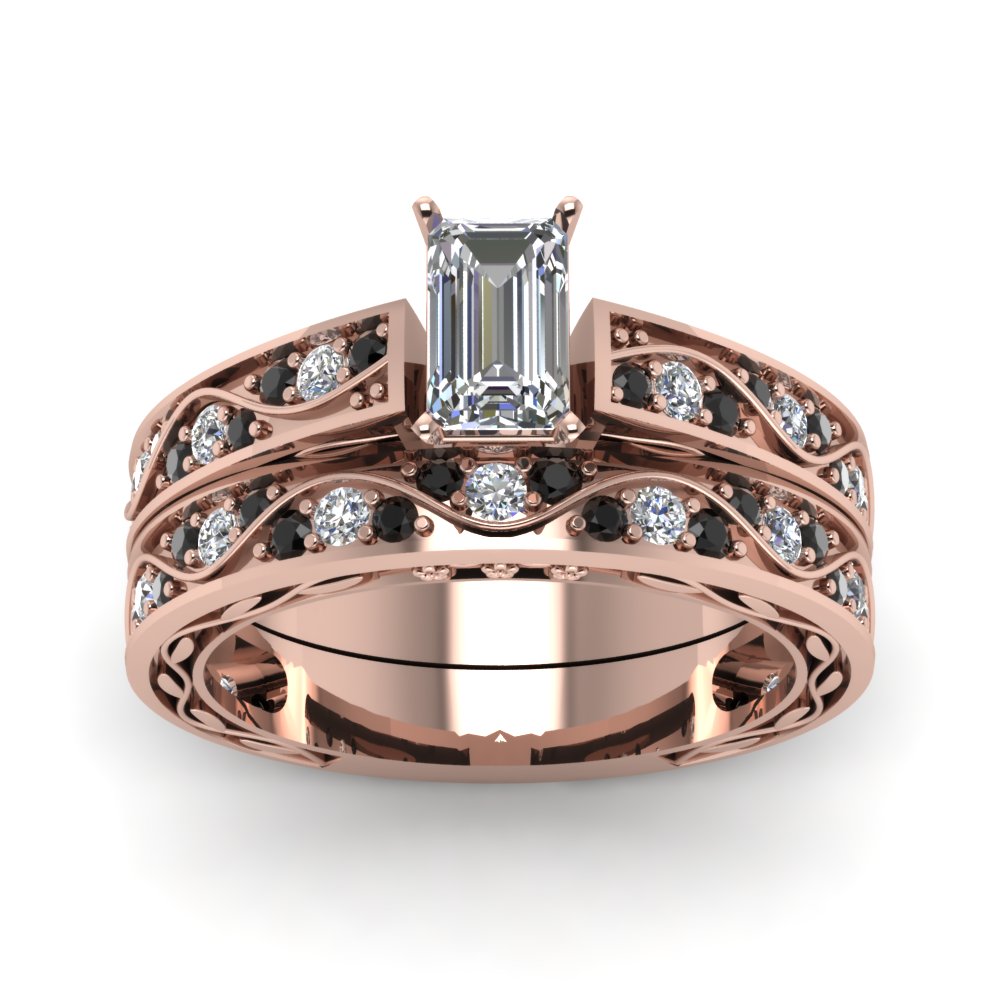 emerald-cut-antique-filigree-wedding-ring-set-with-black-diamond-in-rose-gold-FDENS3543EMGBLACKANGLE5-NL-RG