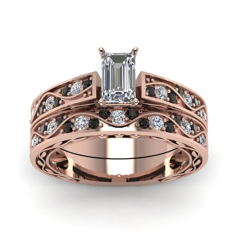 emerald-cut-antique-filigree-wedding-ring-set-with-black-diamond-in-rose-gold-FDENS3543EMGBLACKANGLE5-NL-RG