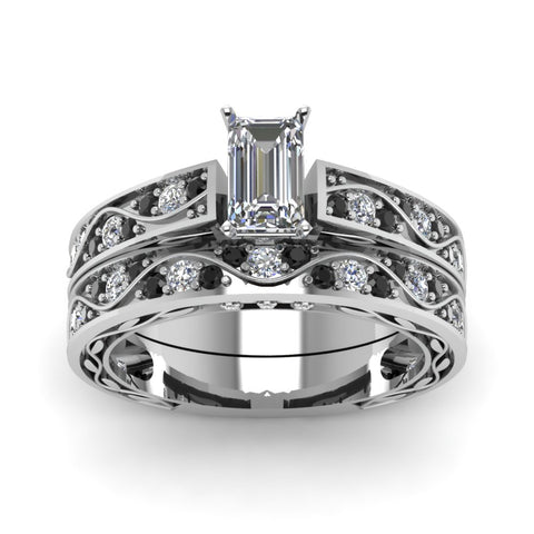 emerald-cut-antique-filigree-wedding-ring-set-with-black-diamond-in-white-gold-FDENS3543EMGBLACKANGLE5-NL-WG