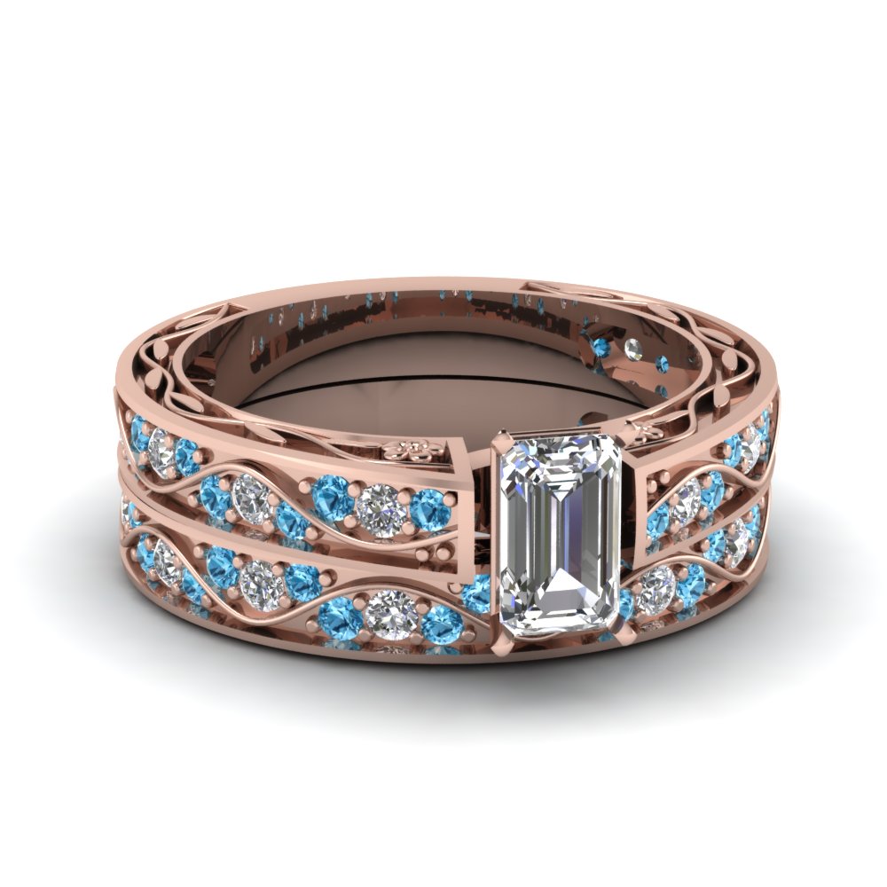 emerald-cut-antique-filigree-wedding-ring-set-with-ice-blue-topaz-in-rose-gold-FDENS3543EMGICBLTO-NL-RG