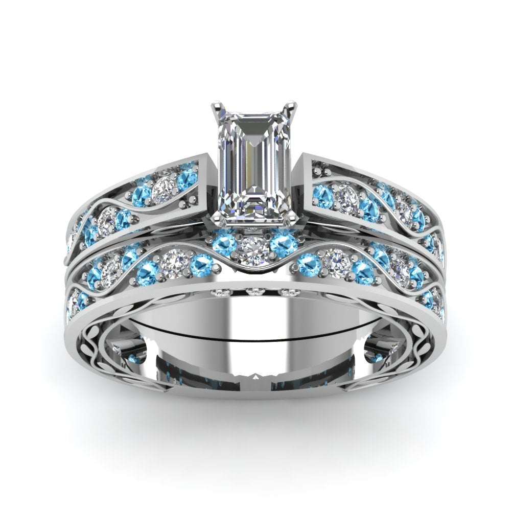 emerald-cut-antique-filigree-wedding-ring-set-with-ice-blue-topaz-in-white-gold-FDENS3543EMGICBLTOANGLE5-NL-WG