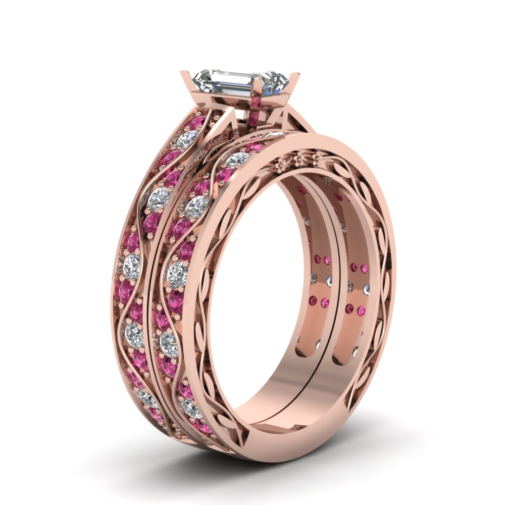 emerald-cut-antique-filigree-wedding-ring-set-with-pink-sapphire-in-rose-gold-FDENS3543EMGSADRPIANGLE2-NL-RG