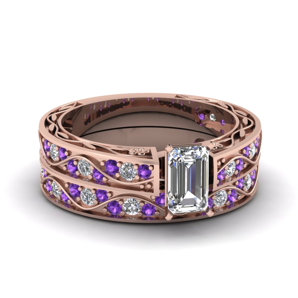 emerald-cut-antique-filigree-wedding-ring-set-with-purple-amethyst-in-rose-gold-FDENS3543EMGVITO-NL-RG