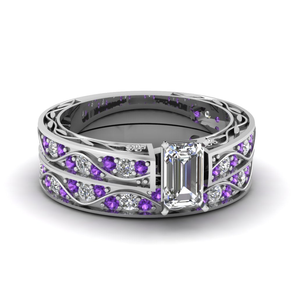 emerald-cut-antique-filigree-wedding-ring-set-with-purple-amethyst-in-white-gold-FDENS3543EMGVITO-NL-WG