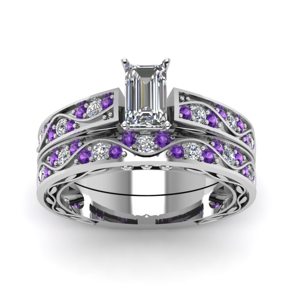 emerald-cut-antique-filigree-wedding-ring-set-with-purple-amethyst-in-white-gold-FDENS3543EMGVITOANGLE5-NL-WG