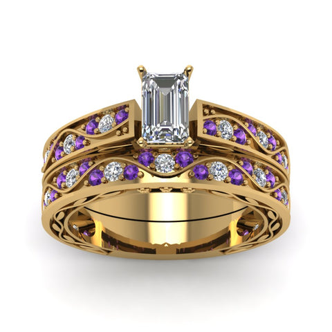 emerald-cut-antique-filigree-wedding-ring-set-with-purple-amethyst-in-yellow-gold-FDENS3543EMGVITOANGLE5-NL-YG