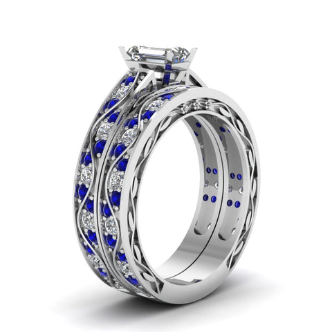 emerald-cut-antique-filigree-wedding-ring-set-with-sapphire-in-white-gold-FDENS3543EMGSABLANGLE2-NL-WG