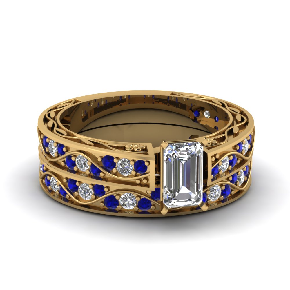 emerald-cut-antique-filigree-wedding-ring-set-with-sapphire-in-yellow-gold-FDENS3543EMGSABL-NL-YG