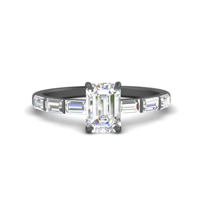 Emerald Cut Baguette Thin Band Engagement Ring