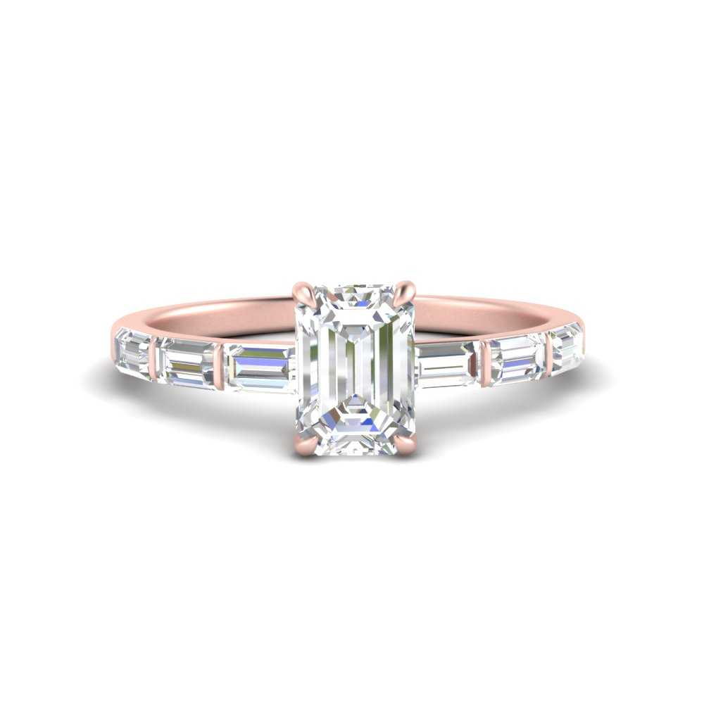 Emerald Cut Baguette Thin Band Engagement Ring