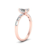 Load image into Gallery viewer, Emerald Cut Baguette Thin Band Engagement Ring
