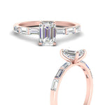 Load image into Gallery viewer, Emerald Cut Baguette Thin Band Engagement Ring
