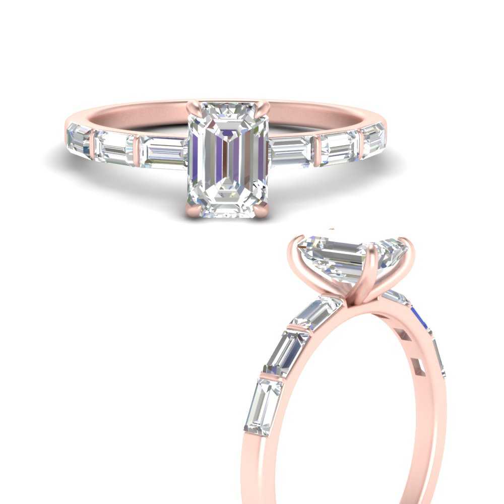 Emerald Cut Baguette Thin Band Engagement Ring