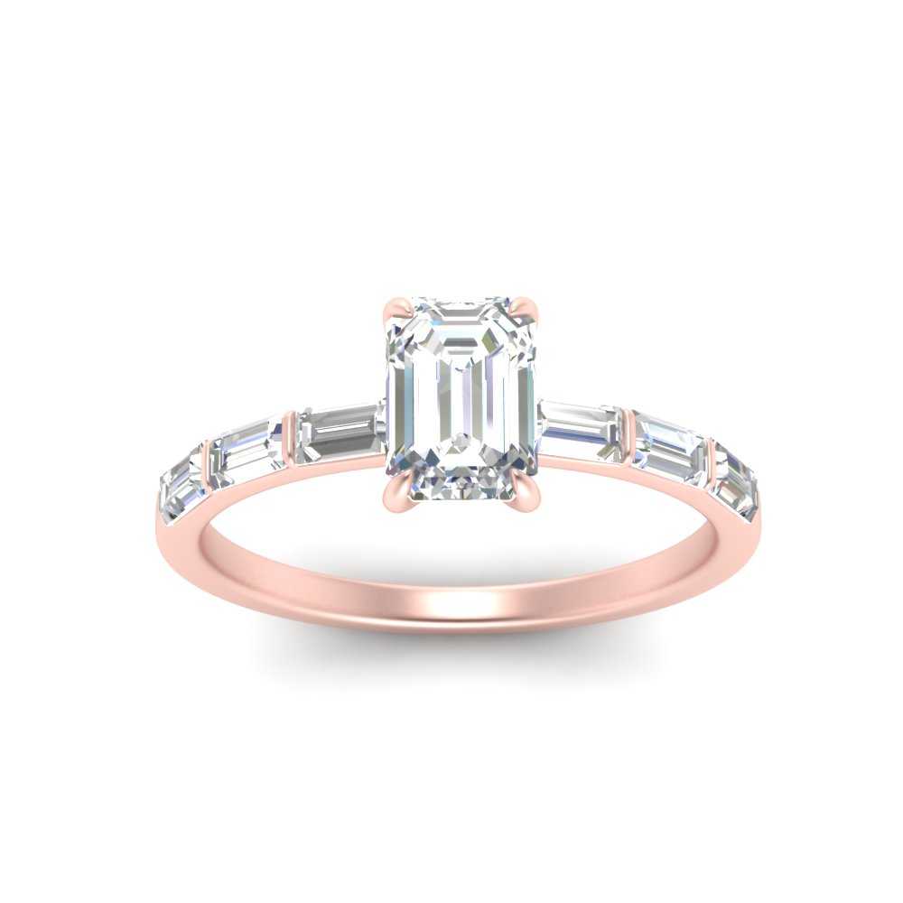 Emerald Cut Baguette Thin Band Engagement Ring