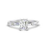 Load image into Gallery viewer, Emerald Cut Baguette Thin Band Engagement Ring
