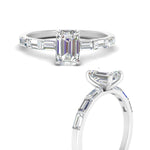 Load image into Gallery viewer, Emerald Cut Baguette Thin Band Engagement Ring
