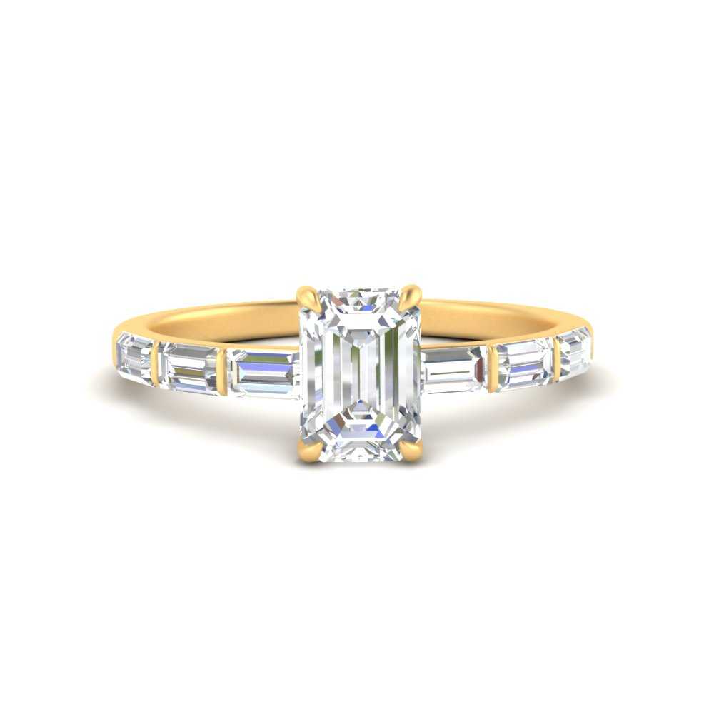 Emerald Cut Baguette Thin Band Engagement Ring