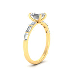 Load image into Gallery viewer, Emerald Cut Baguette Thin Band Engagement Ring
