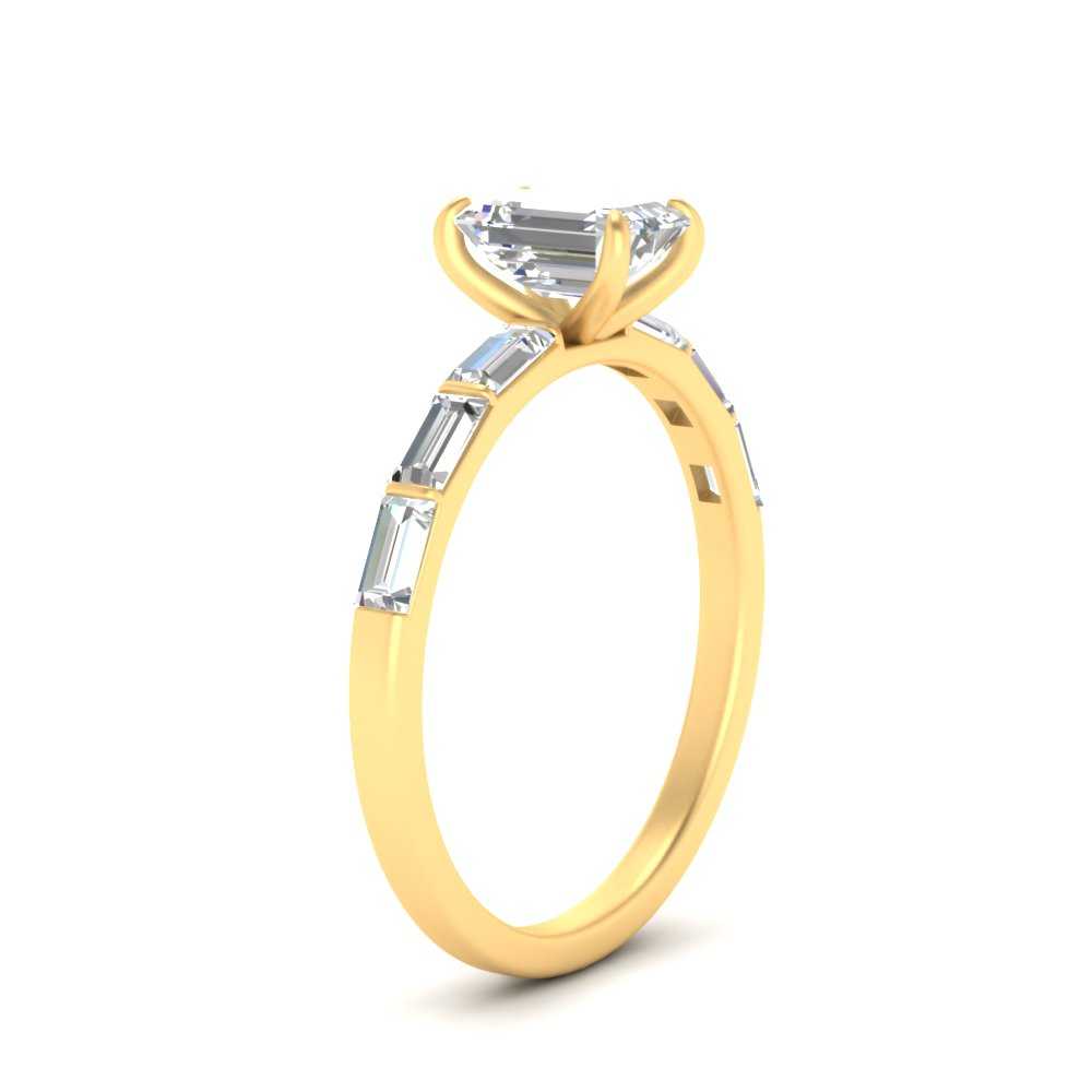 Emerald Cut Baguette Thin Band Engagement Ring