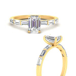 Load image into Gallery viewer, Emerald Cut Baguette Thin Band Engagement Ring
