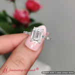 Load image into Gallery viewer, Emerald Cut Baguette Thin Band Engagement Ring
