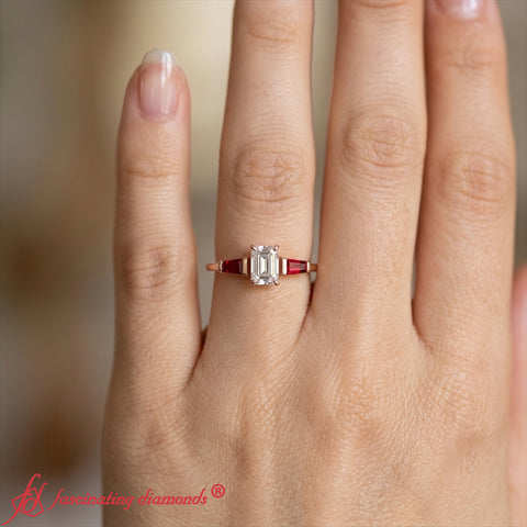 Tapered Baguette Emerald Cut Engagement Ring