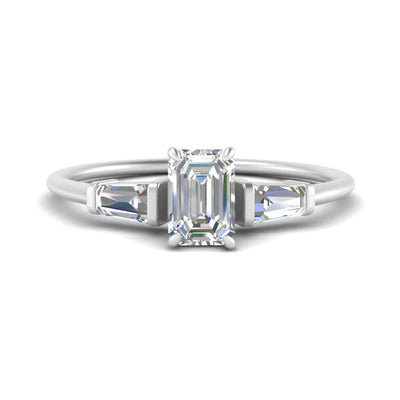 Tapered Baguette Emerald Cut Engagement Ring