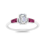 Load image into Gallery viewer, emerald-cut-bar-baguette-3-stone-pink-sapphire-engagement-ring-in-FDENS100EMRGSADRPI-NL-WG
