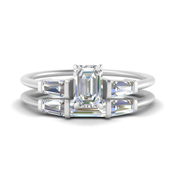 emerald-cut-bar-set-diamond-ring-with-matching-3-baguette-wedding-band-in-white-gold-FDENS100EM-NL-WG