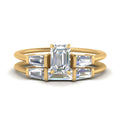 Thumbnail 2 - emerald-cut-bar-set-diamond-ring-with-matching-3-baguette-wedding-band-in-yellow-gold-FDENS100EM-NL-YG