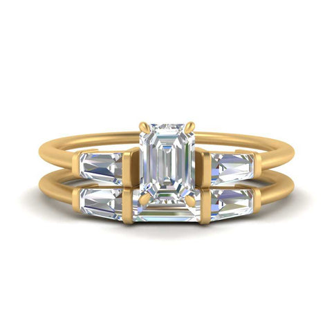 emerald-cut-bar-set-diamond-ring-with-matching-3-baguette-wedding-band-in-yellow-gold-FDENS100EM-NL-YG